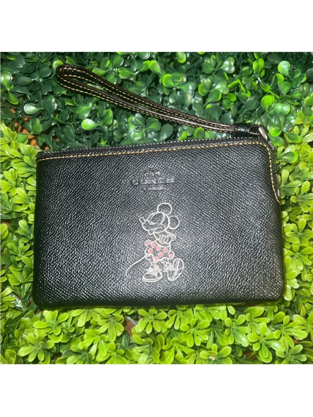 COACH Black Leather Mickey Wristlet Pouch collectable hard to find large.